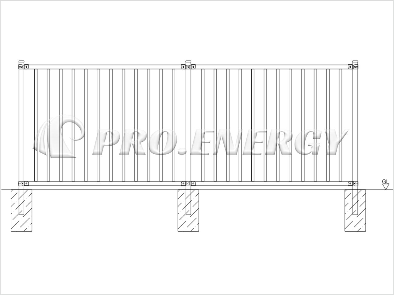 Vertical bar metal slat fence design