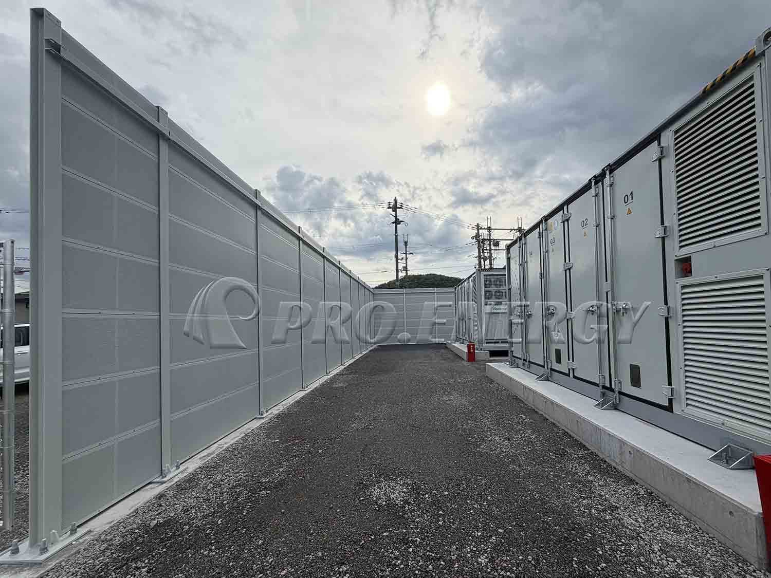 ZAM metal noise barrier for battery energy storage container site