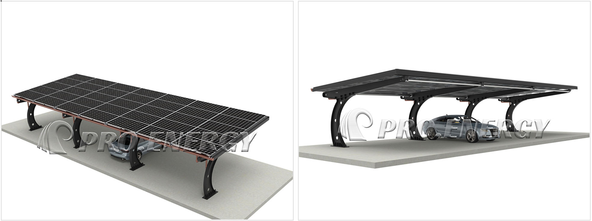 Aesthetic C‑type waterproof solar carport visual
