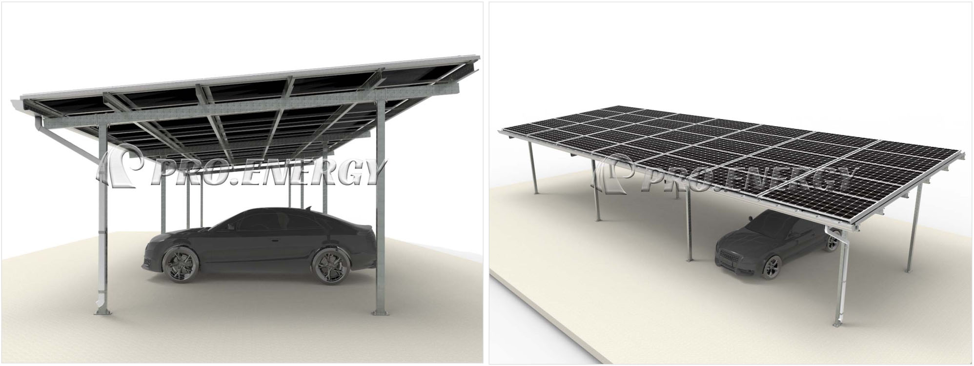 Type‑II carbon‑steel cost‑saving solar carport render