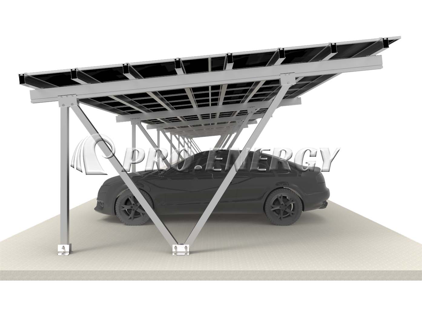 Type IV modular solar carport mounting system 3D model