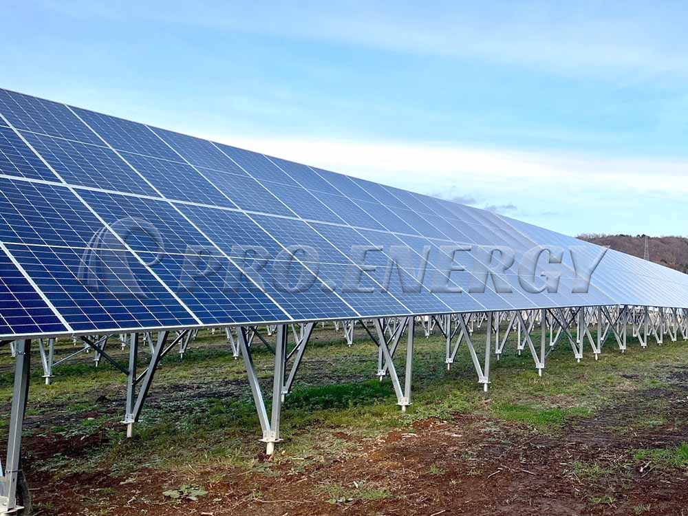 ZAM ground-mount PV racking system for Hokkaido Japan solar project, grass site solar panel mounting structure